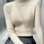Casual Skinny Long Sleeves Solid Color Half Turtleneck Sweater Tops
