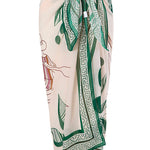 Margovil Bow Front One-piece Swimsuit and Printed Wrap Cover Up Skirt Set