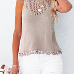 Hollow Out Splice Tassel Tank Top