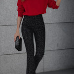 Diva Sequin High Rise Elastic Waist Flare Pants