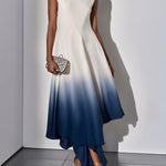 Loose Sleeveless Gradient Split-Joint Boat Neck Evening Dresses Maxi Dresses
