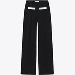 Fashion Contrast Color Knitted Stretch High Waist Casual Straight Pants