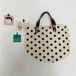 Vintage Canvas Polka-Dot Printed Makeup Tote Bag Bucket Bag