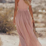 West Resort V Neck Sleeveless Cotton Linen Dress
