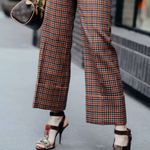 Column Contrast Color Plaid Casual Pants Bottoms Trousers