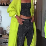 Bright Winter Day Knit Open Front Pocketed Mid-length Cardigan