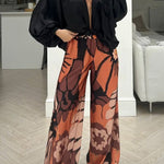 Casual home loose personality floral wide-leg pants