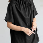 Loose Short Sleeves Solid Color Stand Collar T-Shirts Tops