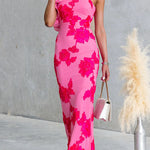 Chic Ruffle One Shoulder Sleeveless Floral Mesh Maxi Dress