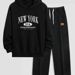 New York Print Relax Fit Hoodie & Straight Leg Corduroy Pants