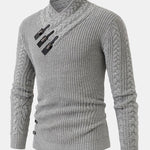 Leather Buckle Turtleneck Sweater