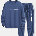 Balance Stripe Print Relax Fit Crew Neck Sweatshirt & Jogging Pants