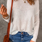 Margovil Drop Shoulder Long Sleeves Solid Knitting Sweater