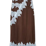 Chic High Waist Lace Trim Satin Maxi Skirt