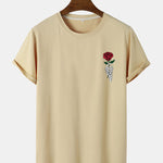 Rose Skull Hand Print Arc Hem T-Shirt