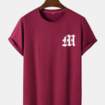 Letter Print Arc Hem T-Shirt