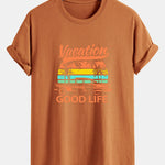 Regular Fit Good Life On Vacation Print Cotton T-Shirt