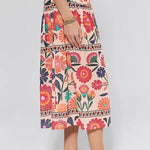 High Rise Floral Print Midi Skirt