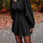 Margovil Solid High Waist Swing Sweatshirt Dress