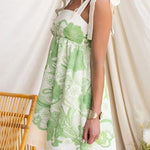 Margovil Bow Shoulder Sleeveless High Waist Floral Print Mini Dress