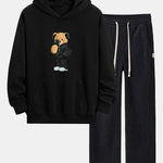 Fashion Bear Taking Photo Print Relax Fit Hoodie & Straight Leg Corduroy Pants