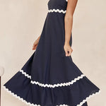 Margovil Spaghetti Strap Ric Rac Trim Swing Maxi Dress