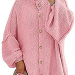 Margovil Button Up Balloon Sleeves Sweater Cardigan