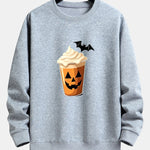 Halloween Pumpkin Drink Print Relax Fit Sweatshirt