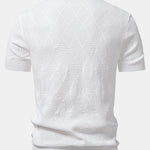 Rhombus Textured Zip Up Knitted Polo Shirt & Slim Fit Tapered Trousers