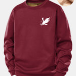 Soaring Eagle Print Teddy Fleece Lined Sweatshirt