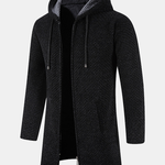 Long Line Textured Hooded Sweater