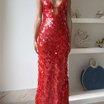 Margovil V Neck Cut Out Sequin Bodycon Maxi Cami Party Dress