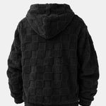 3 Pieces Relax Fit Checkerboard Teddy Hoodie