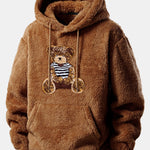 Bear Embroidered Patch Teddy Hoodie