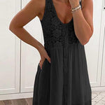 Margovil Lace Floral Button Down Tank Dress