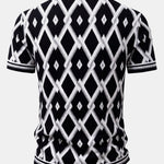 Retro Rhombus Geometric Knit Shirt & Slim Fit Tapered Trousers