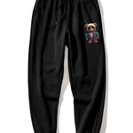 Bear In Leather Jacket Print Hoodie & Jogger Pants