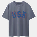 USA Print Drop Shoulder Oversize T-Shirt