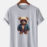 Bear In Leather Jacket Print T-Shirt