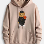 Basketball Bear Print Cotton Hoodie
