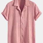 Knitted Geometric Textured Cuban Shirt
