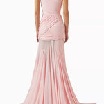 V Neck Sleeveless Splice Ruched Maxi Dress