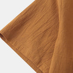 Solid Color Basic Henley Shirts & Linen Cotton Blend 11" Shorts