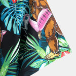 Tropical Flamingo Bigfoot Print Button Up Shirt & Swim Shorts
