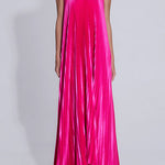 Strapless V Neck Pleated Maxi Party Dress
