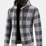 Plaid Zip Up Hooded Sweater
