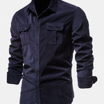 Regular Fit Cotton Corduroy Shirt With Pockets