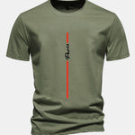 Regular Fit Stripe Paris Print Cotton T-Shirt