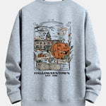 Halloween Pumpkin Town Print Relax Fit Sweatshirt