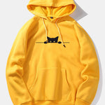Black Cat Print Hoodie